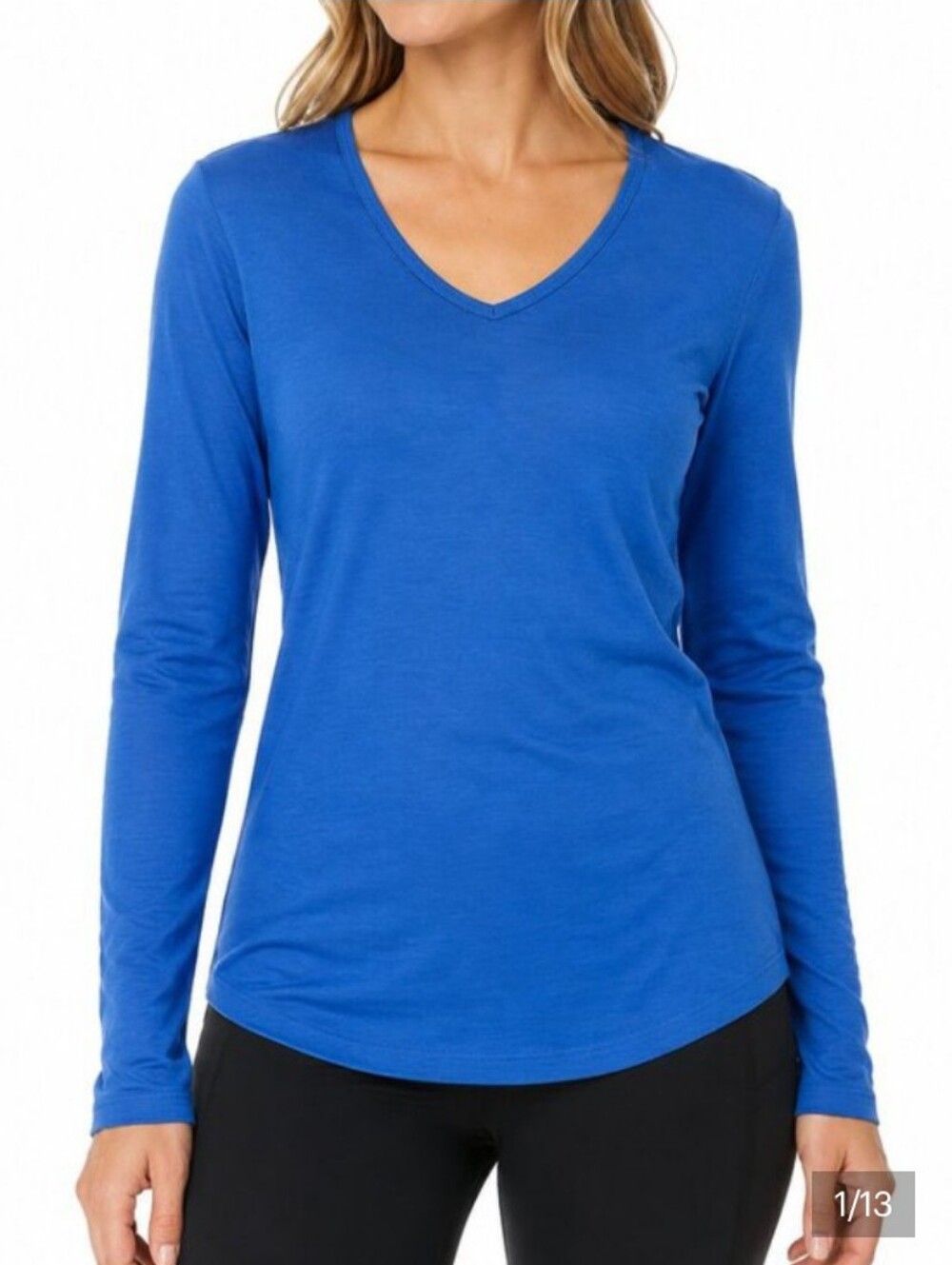 Segments Women’s V-Neck Long-Sleeve Tee — Black